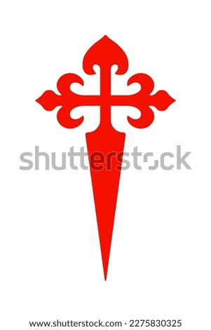 Camino de Santiago Red Cross Symbol icon. Cross of Saint James. Vector illustration