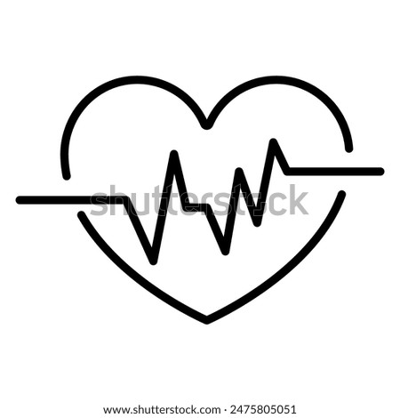 Heartbeat pulse and Heart shape outline Icon symbol. Vector illustration