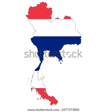 Thailand map contour of a flag of Thailand vector illustration