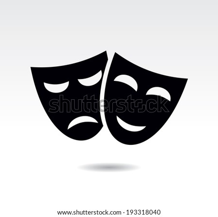 Theater Icon With Happy And Sad Masks. Vector Illustration - 193318040 ...