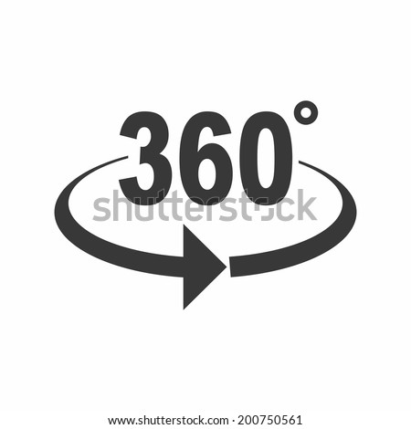 Angle 360 degrees sign icon. Geometry math symbol. Full rotation