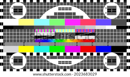 No signal TV, Television test screen in case of no signal. Test card or pattern, TV Resolution test charts background. Vector illustration