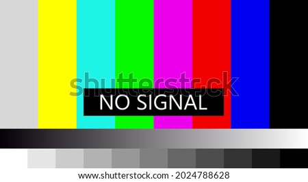 No TV signal. Not getting a signal symbol, screen displays color bars pattern error message, problem with the connection. 4k, full hd resolutions. Vector illustration