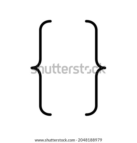 Curly braces icon for graphic design isolated on white background, Brackets symbolic elements. Vector illustration