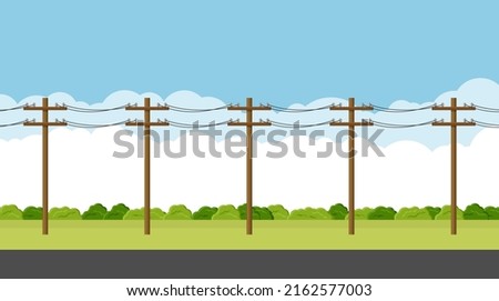 Similar – Image, Stock Photo Overhead Power Pole with High Voltage Lines against a Blue Sky with Sheep Clouds / Power Pole / Energy