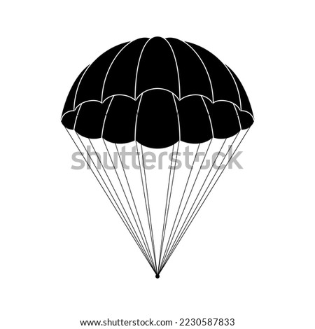 Parachute icon isolated on white background. Free descent and flight in space delivery gifts and goods with sudden pleasant surprise help. Vector illustration