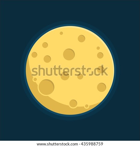 Moon in flat dasign style. Night space astronomy and nature moon icon. Gibbous vector on dark background. Cartoon planet moon icon. Science astronomy Earth satellite in space