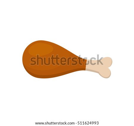 Chicken leg isolated on white background. Chicken thighs icon fried food vector in flat style. Drumstick