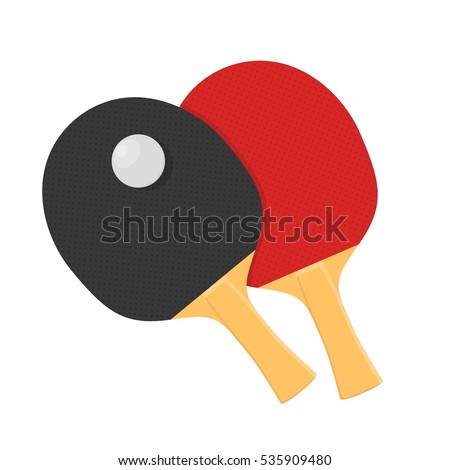 Two rackets for playing table tennis or ping-pong vector isolated on white background.