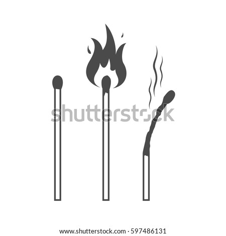 Matches icons, lighted match and burned match.