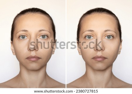 Similar – Image, Stock Photo Lateral, close portrait of a young woman in nature