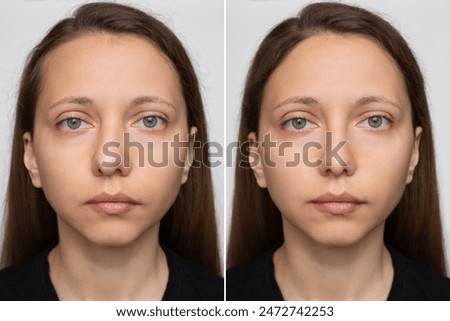 Similar – Image, Stock Photo Lateral, close portrait of a young woman in nature