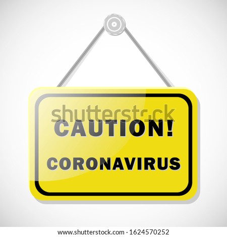 MERS-Cov (Middle East Respiratory Syndrome, Coronavirus), New Coronavirus (2019-nKoV). A glass yellow plate warning of the dangers of a scary virus. Vector EPS 10