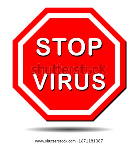 MERS-Cov (Middle East Respiratory Syndrome, Coronavirus), New Coronavirus (2019-nKoV). Warning of the danger of a scary virus red hexagonal stop sign. Vector EPS 10