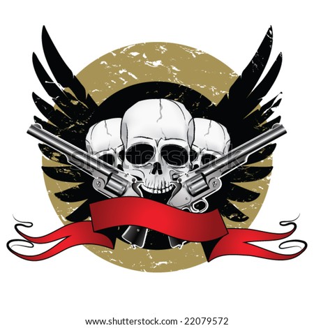 Skulls With Wings And Pistols Stock Vector Illustration 22079572 ...