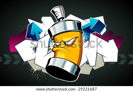 Cool Graffiti Image With Can Stock Vector Illustration 29221687 ...