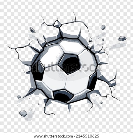 Ball crushing some surface. Transparent background. Football or soccer design element isolated. Vector EPS10 art. Stock foto © 