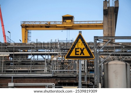 Similar – Image, Stock Photo The word EX in blue color on orange background, on the upper edge ventilation slots