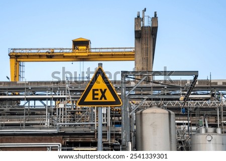 Image, Stock Photo The word EX in blue color on orange background, on the upper edge ventilation slots