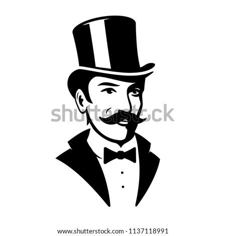 Victorian Gentleman Top Hat Logo Icon