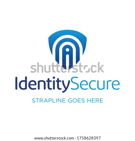 Finger Print Security Shield icon Logo vector Design template