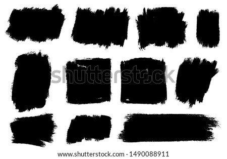 Set of thick brushstrokes. Irregular drawing strokes. Vector brush stroke background. Texture and grunge style. Stain illustration.