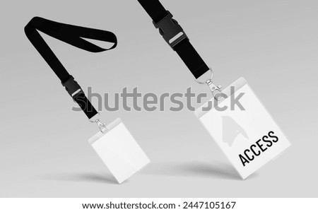 Lanyard and access card with plastic case. Template for the presentation of your design. Realistic vector illustration