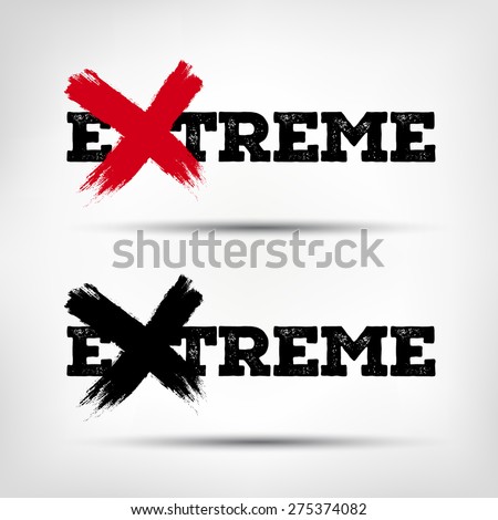 Extreme. Logo with the word extreme. X with grunge style. Handmade strokes. vector