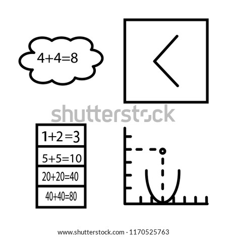 Set of 4 vector icons such as Cloud computing, Is less than, Exam, Parabola, web UI editable icon pack, pixel perfect