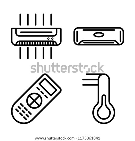 Set of 4 vector icons such as Air conditioner, Remote, Thermometer, web UI editable icon pack, pixel perfect