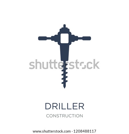 Driller icon. Trendy flat vector Driller icon on white background from Construction collection, vector illustration can be use for web and mobile, eps10