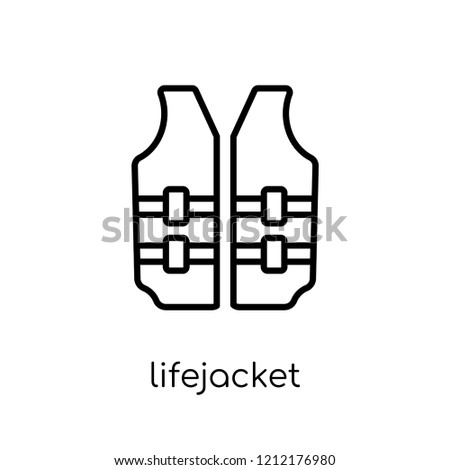 Lifejacket icon. Trendy modern flat linear vector Lifejacket icon on white background from thin line Nautical collection, editable outline stroke vector illustration