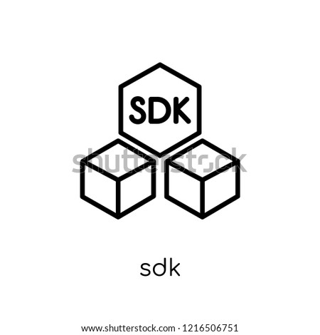 SDK icon. Trendy modern flat linear vector SDK icon on white background from thin line Technology collection, editable outline stroke vector illustration