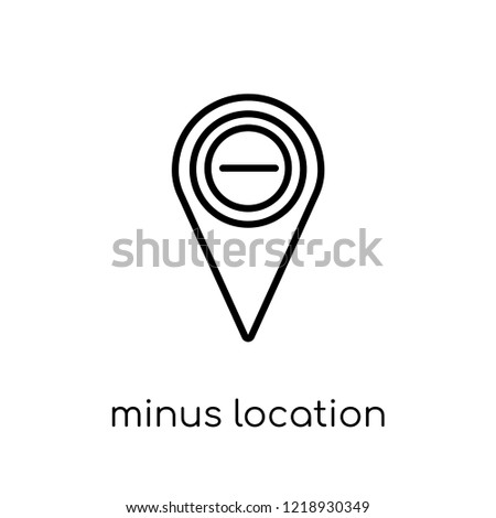 Minus Location icon. Trendy modern flat linear vector Minus Location icon on white background from thin line Maps and Locations collection, editable outline stroke vector illustration