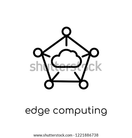 edge computing icon. Trendy modern flat linear vector edge computing icon on white background from thin line general collection, editable outline stroke vector illustration 商業照片 © 