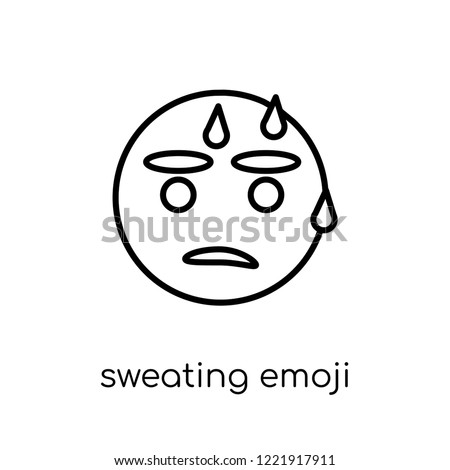 sweating emoji icon. Trendy modern flat linear vector sweating emoji icon on white background from thin line Emoji collection, outline vector illustration