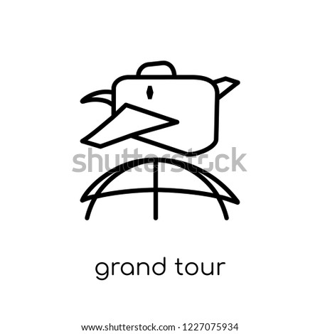 grand tour icon. Trendy modern flat linear vector grand tour icon on white background from thin line Architecture and Travel collection, editable outline stroke vector illustration