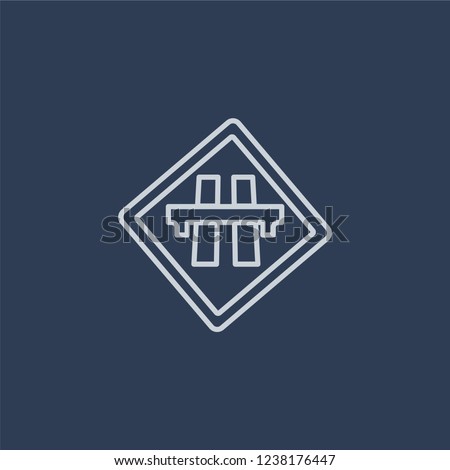 Motorway sign icon. Trendy flat vector line Motorway sign icon on dark blue background from traffic sign collection. 