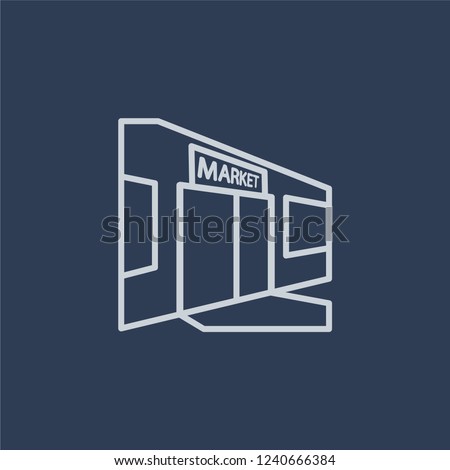 Shopping center icon. Trendy flat vector line Shopping center icon on dark blue background from Architecture and Travel collection. 