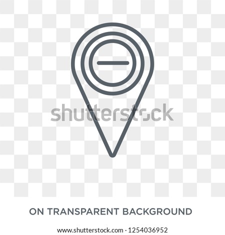 Minus Location icon. Trendy flat vector Minus Location icon on transparent background from Maps and Locations collection. High quality filled Minus Location symbol use for web and mobile