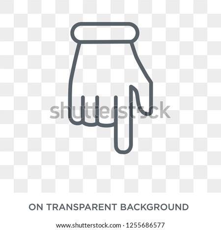 hand Pointing down icon. Trendy flat vector hand Pointing down icon on transparent background from Hands and guestures collection. High quality filled hand Pointing down symbol use for web and mobile