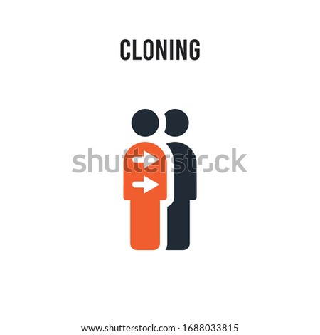 Cloning vector icon on white background. Red and black colored Cloning icon. Simple element illustration sign symbol EPS