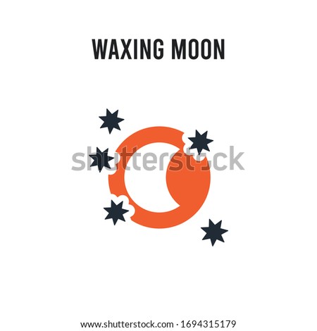 Waxing moon vector icon on white background. Red and black colored Waxing moon icon. Simple element illustration sign symbol EPS