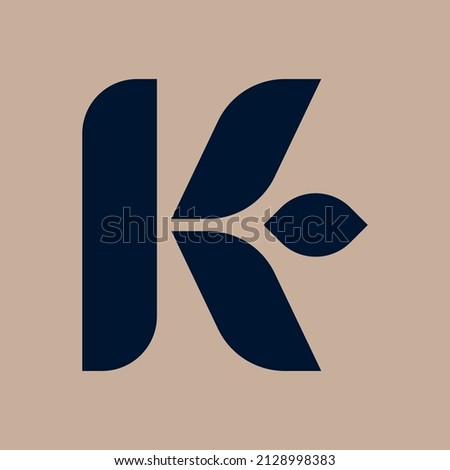 Abstract K letter with flower or wheat seed concept