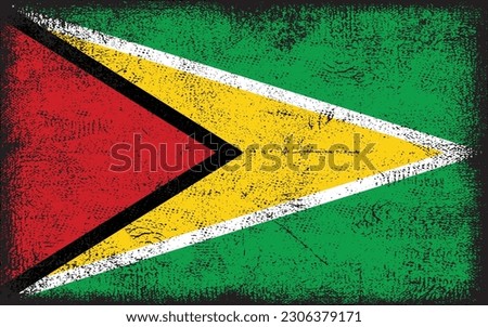 Grunge styled flag of Guyana. Brush stroke background

