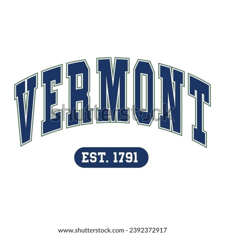 Vermont typography design vector, usa state shirt design vector. Jersey design vector, T-shirt design for usa 