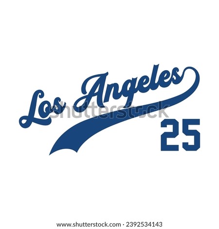 Los angeles 25 jersey number. Editable baseball jersey number design vector. 