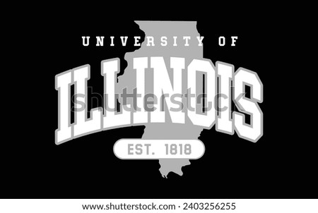 University of illinois typography design with map vector. Editable college t-shirt design printable text effect vector	