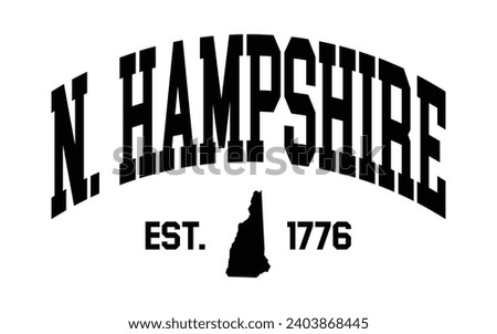 New Hampshire typography design with map vector. Editable college t-shirt design printable text effect vector	