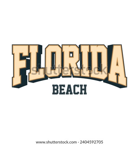 Florida Beach typography design with map vector. Editable college t-shirt design printable text effect vector	